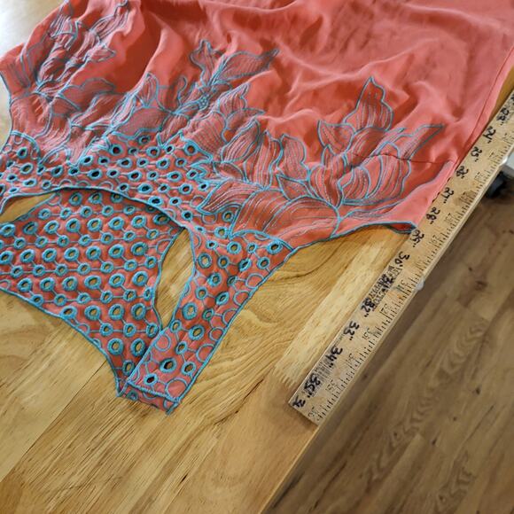 Pink Polyester Sleeveless Midi Dress Turquoise Detail 20" Pit 2 Pit - Picture 7 of 11